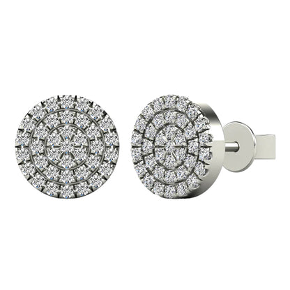 14k 3-Row Cluster Diamond Stud Earrings - 0.22ct TDW