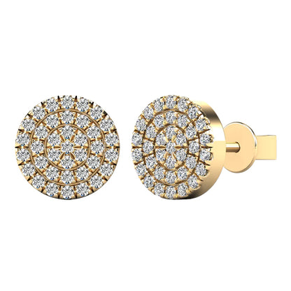 14k 3-Row Cluster Diamond Stud Earrings - 0.22ct TDW