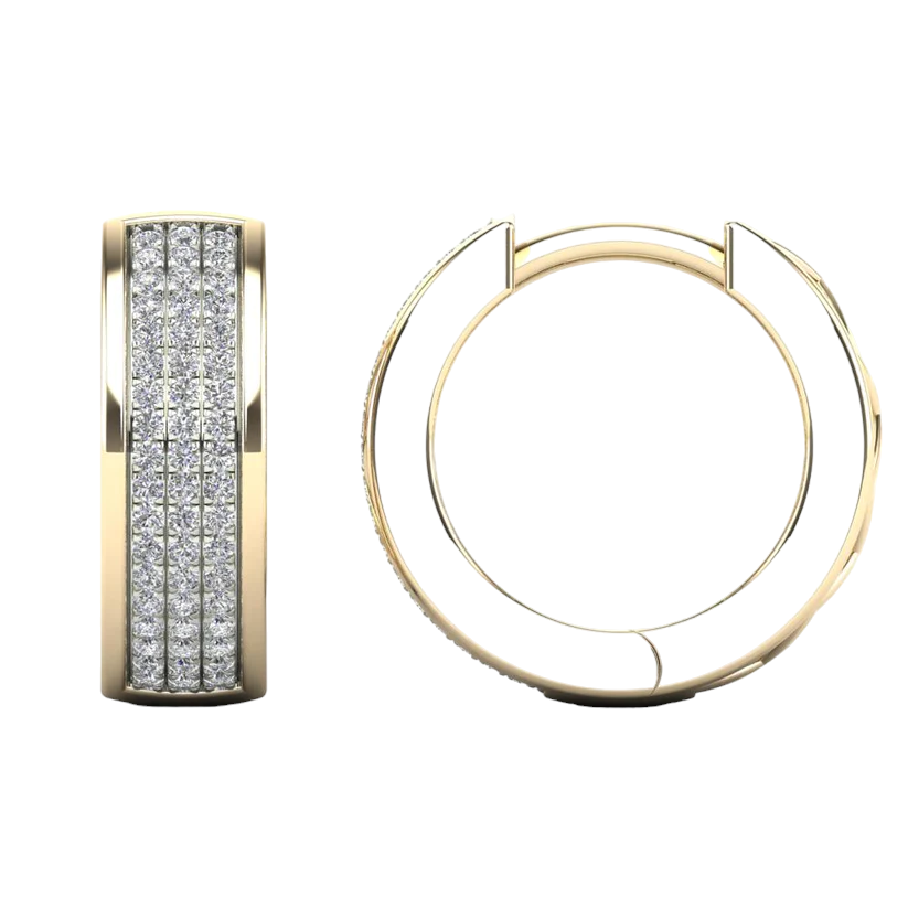 14k Gold Diamond Huggie Hoop Earrings - 0.22ct TDW