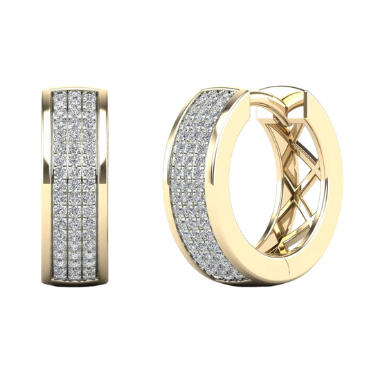 14k Gold Diamond Huggie Hoop Earrings - 0.22ct TDW