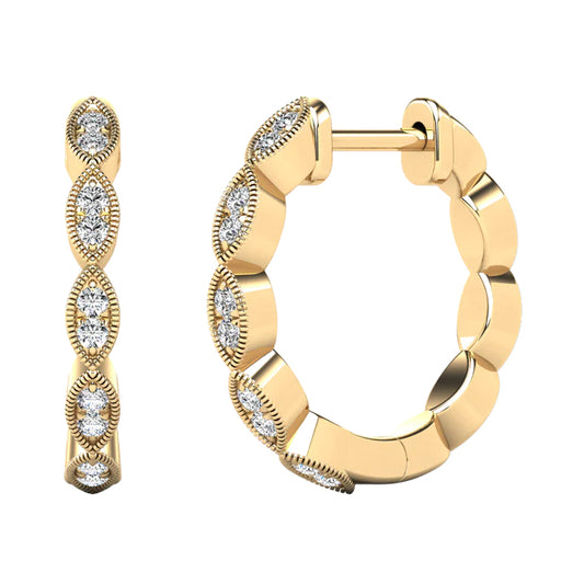 14k Diamond Huggie Earrings - 0.11ct TDW