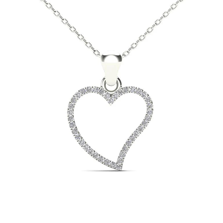 14k Gold Diamond Open Heart Pendant - 0.12ct TDW