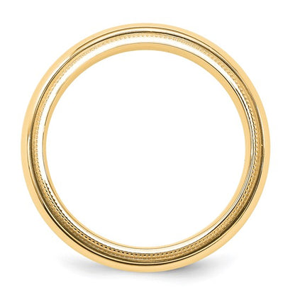 14k Milgrain Half Round Comfort Fit Wedding Bands - 6.00 mm