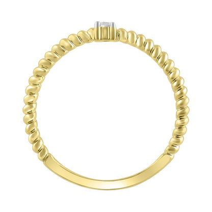 14k Stackable Beaded Diamond Solitaire Ring - 0.06ct