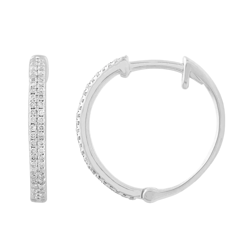 14k Gold Micro-Pave Diamond Hoop Earrings - 0.23ct TDW