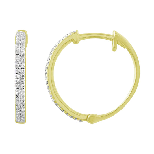 14k Gold Micro-Pave Diamond Hoop Earrings - 0.23ct TDW