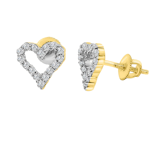 14k Gold Diamond Heart Stud Earrings - 0.22ct TDW