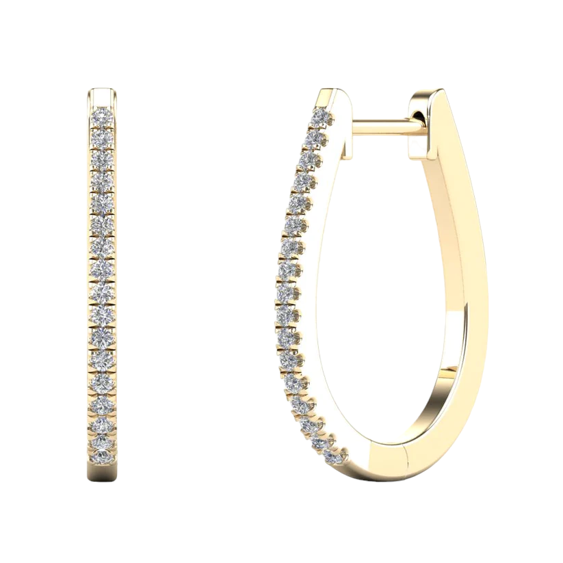 14k Gold Oval Diamond Huggie Earrings - 0.12ct TDW