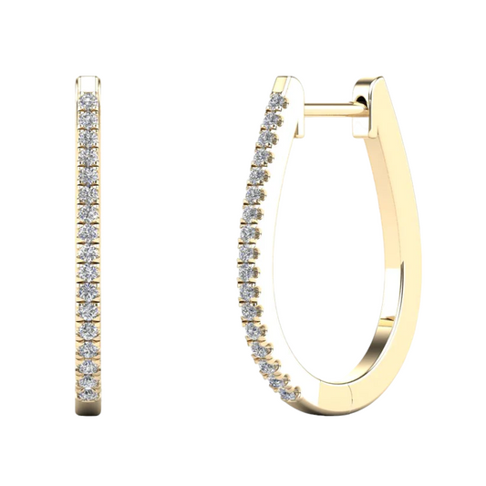 14k Gold Oval Diamond Huggie Earrings - 0.12ct TDW