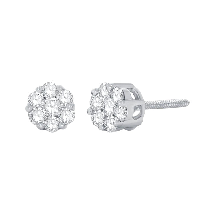 14k Cluster Diamond Stud Earrings - 0.50ct TDW