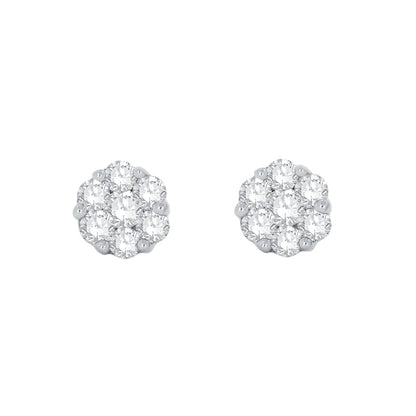 14k Cluster Diamond Stud Earrings - 0.50ct TDW