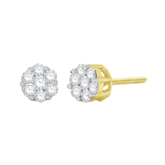 14k Cluster Diamond Stud Earrings - 0.50ct TDW