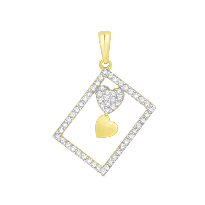 14k Gold Diamond Framed Heart Pendant