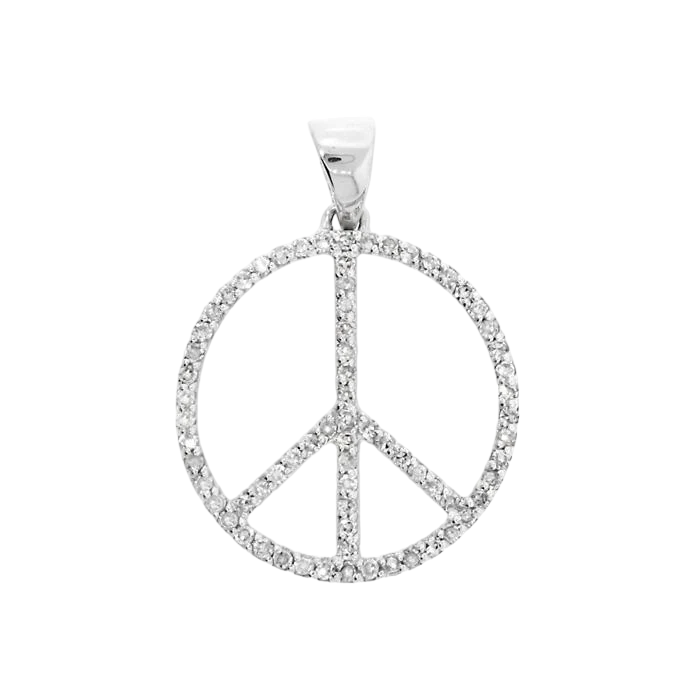 14k Diamond Peace Sign Pendant