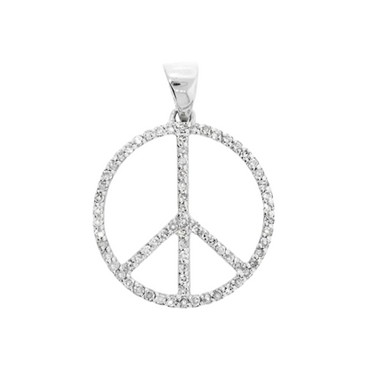 14k Diamond Peace Sign Pendant