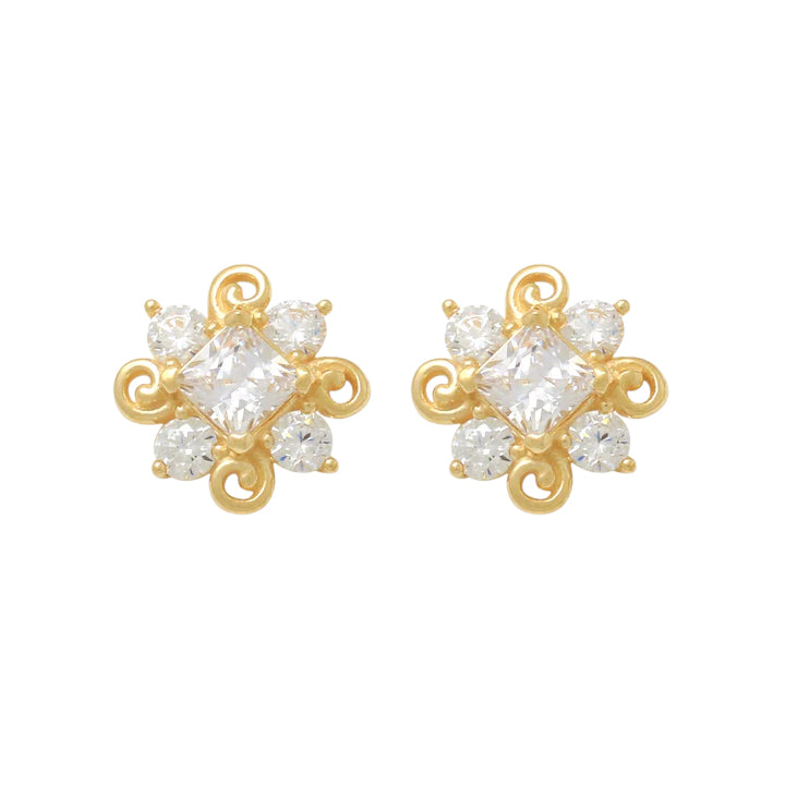 14k CZ Fancy Stud Earrings