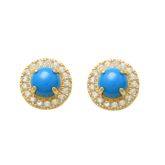 14k CZ Turquoise Stud Earrings