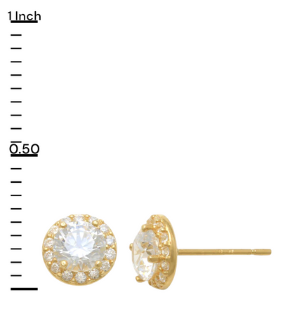 14k CZ Halo Stud Earrings