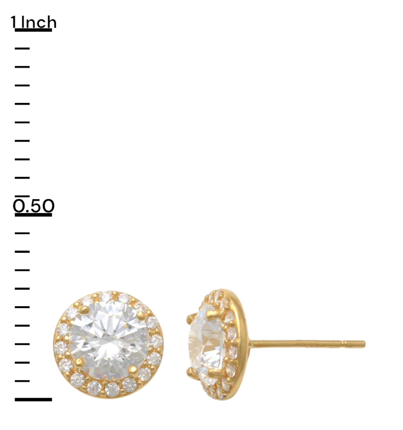 14k CZ Halo Stud Earrings