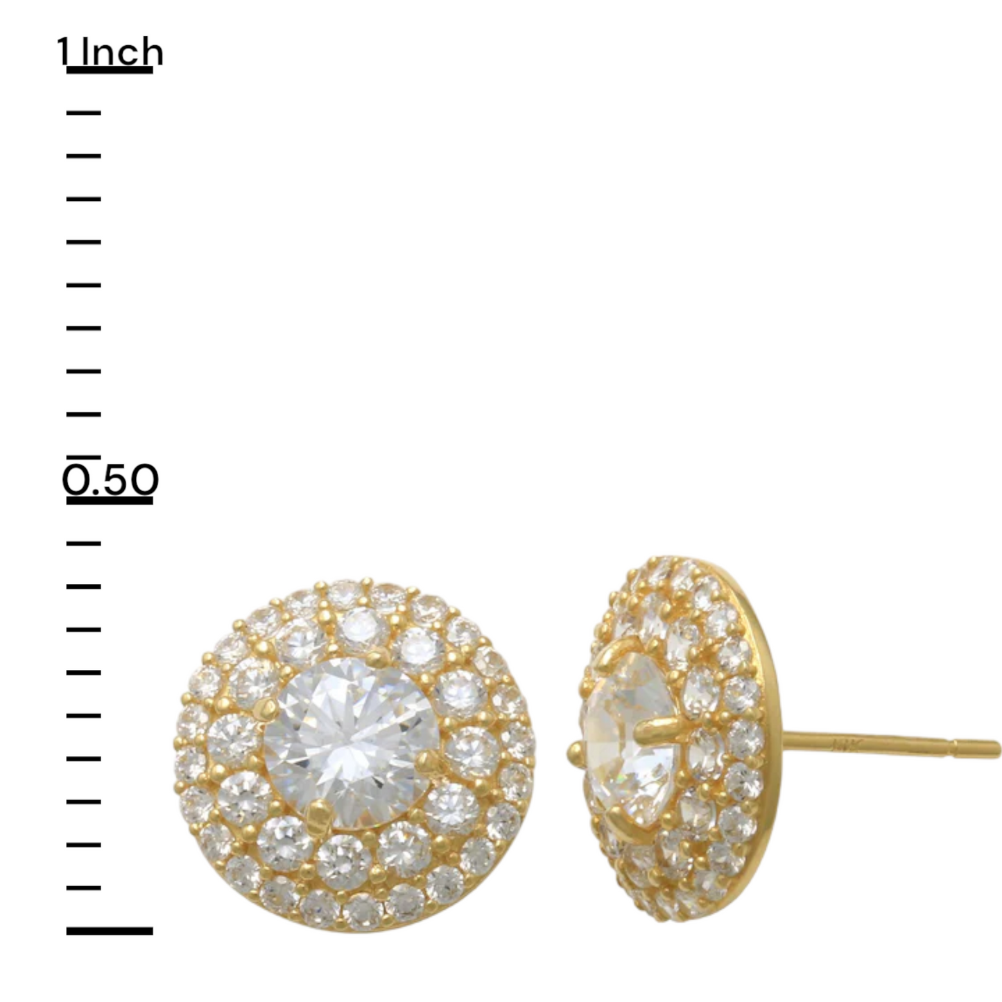 14k CZ Double Row Halo Stud Earrings