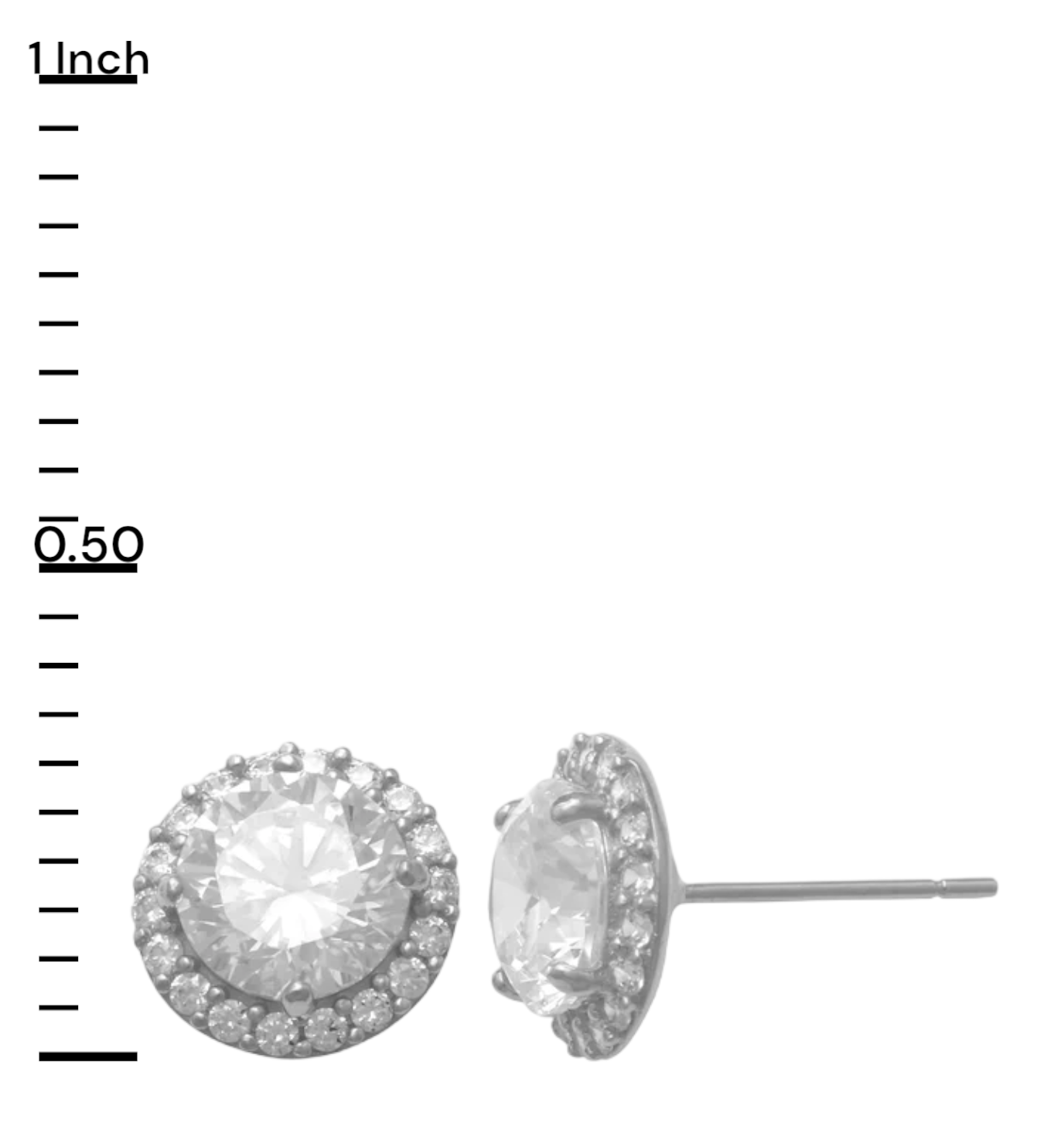 14k CZ Halo Stud Earrings