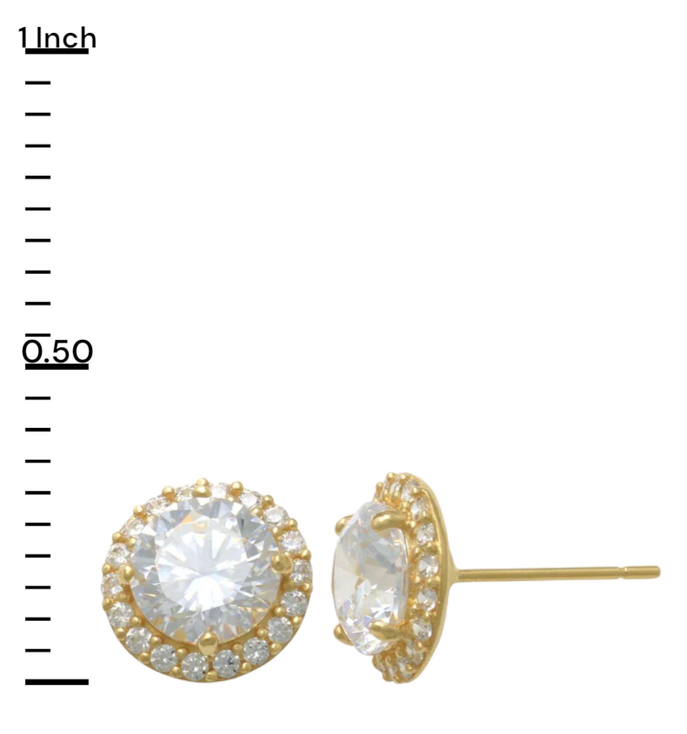 14k CZ Halo Stud Earrings