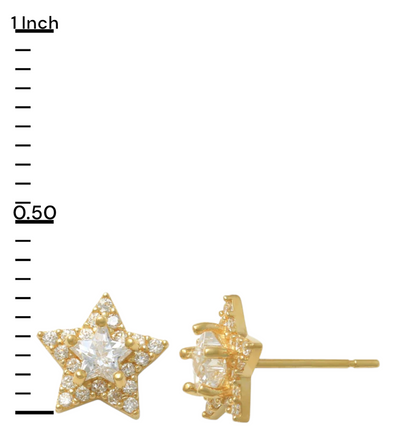 14k CZ Star Stud Earrings