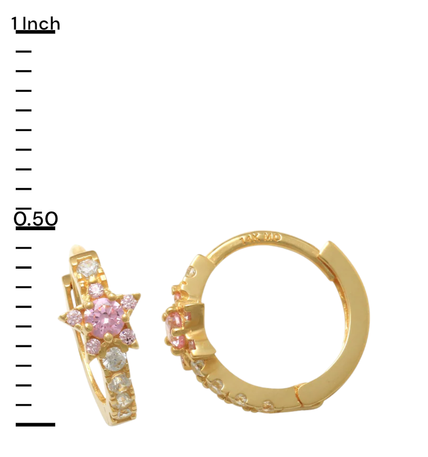 14k CZ Star Children's Huggie Earrings