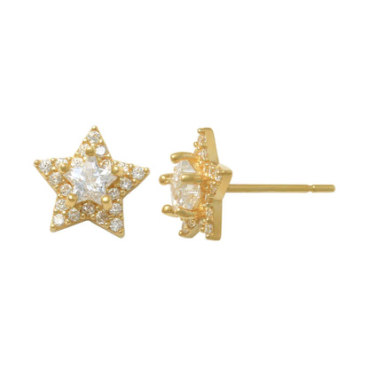 14k CZ Star Stud Earrings