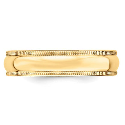 14k Milgrain Half Round Lightweight Wedding Bands - 5.00 mm