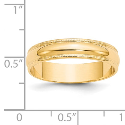 14k Milgrain Half Round Lightweight Wedding Bands - 5.00 mm