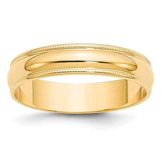 14k Milgrain Half Round Lightweight Wedding Bands - 5.00 mm