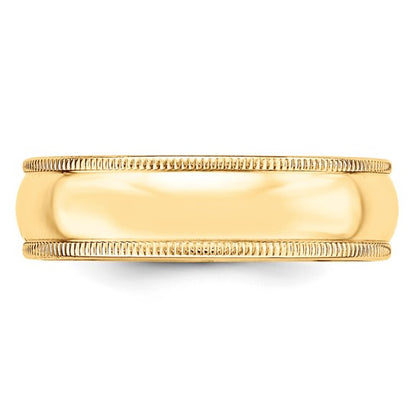 14k Milgrain Half Round Lightweight Wedding Bands - 6.00 mm