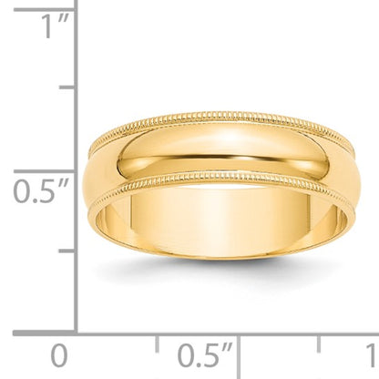 14k Milgrain Half Round Lightweight Wedding Bands - 6.00 mm