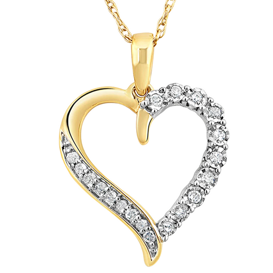 14k Gold Diamond Open Heart Pendant - 0.10ct TDW