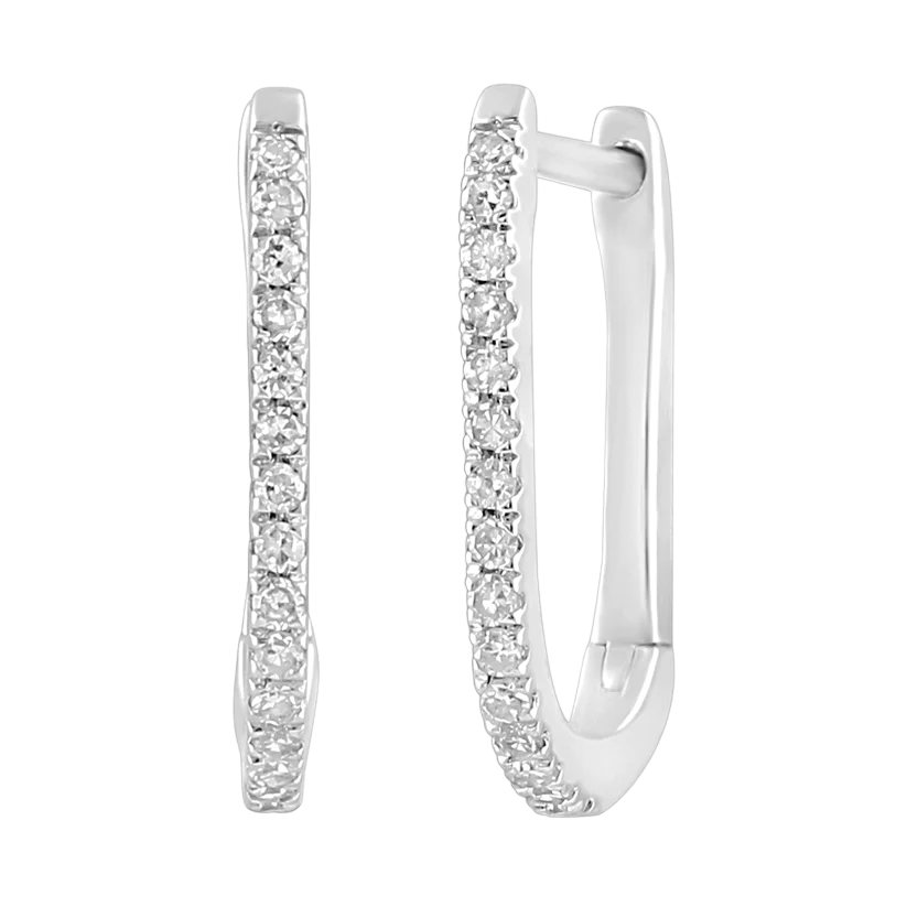 14k Gold Oval Diamond Huggie Earrings - 0.13ct TDW