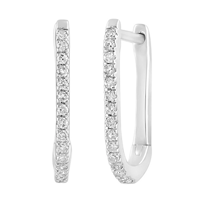 14k Gold Oval Diamond Huggie Earrings - 0.13ct TDW