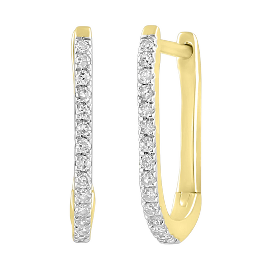 14k Gold Oval Diamond Huggie Earrings - 0.13ct TDW