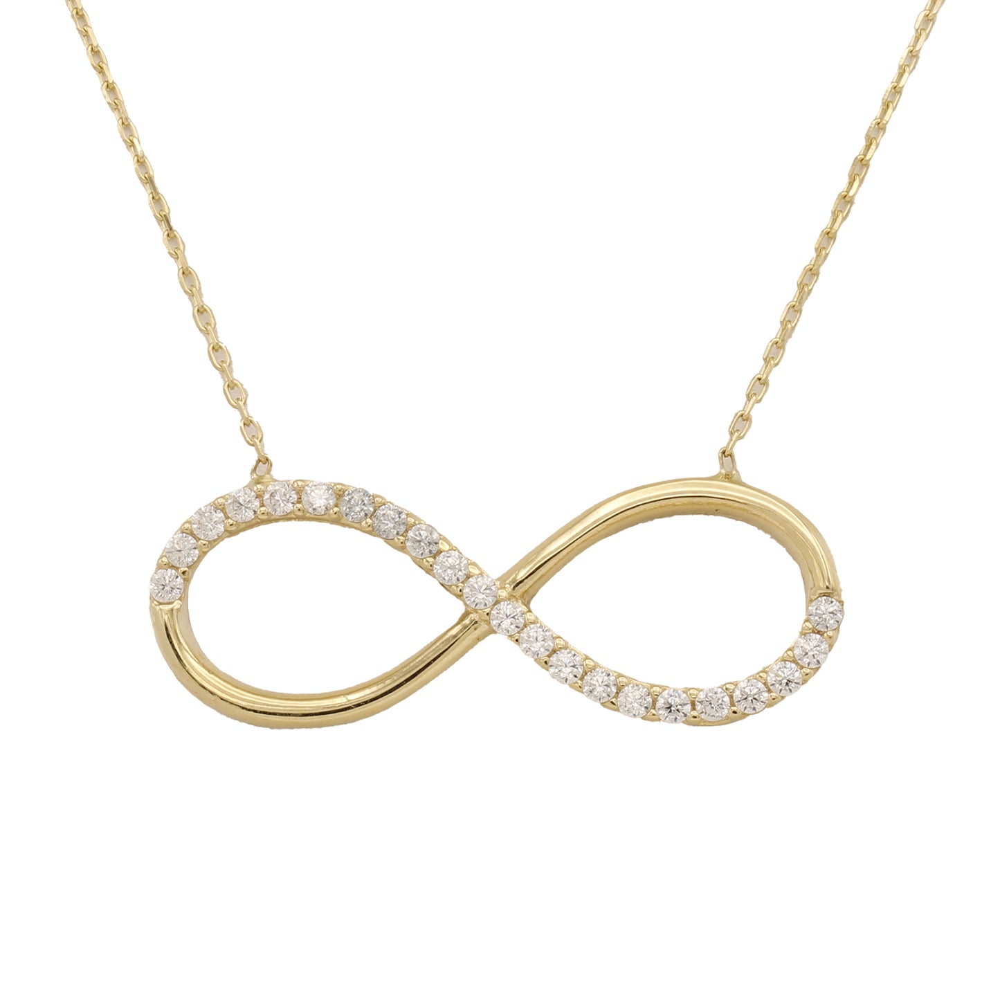 14k Yellow Gold CZ Infinity Necklace