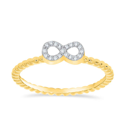 14k Diamond Infinity Beaded Band Rings