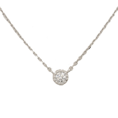 14k White Gold CZ Solitaire Necklace