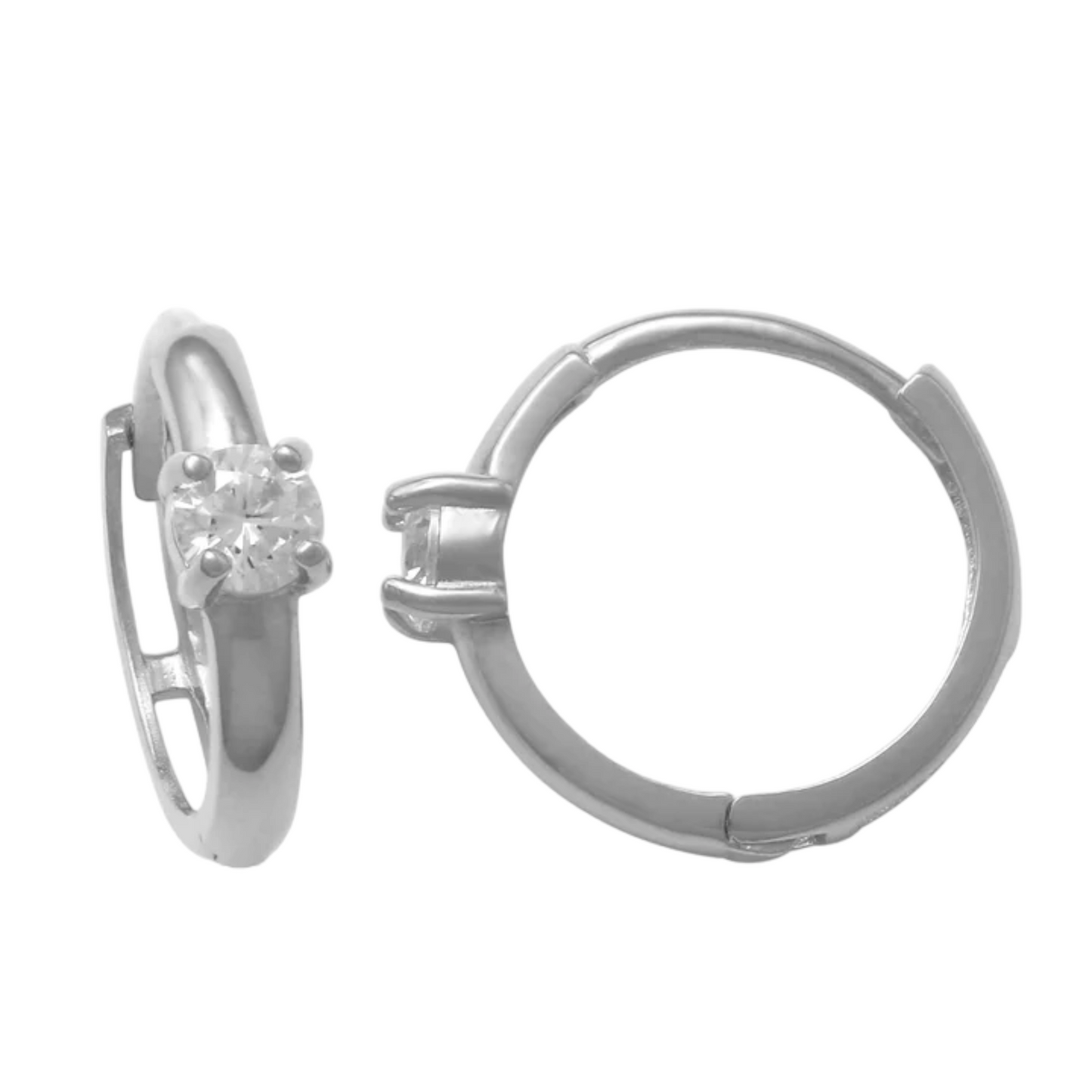 14k CZ Solitaire Children's Huggie Earrings