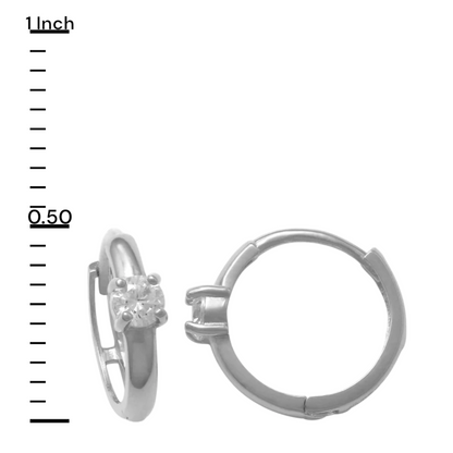 14k CZ Solitaire Children's Huggie Earrings