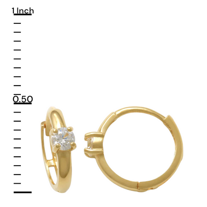 14k CZ Solitaire Children's Huggie Earrings