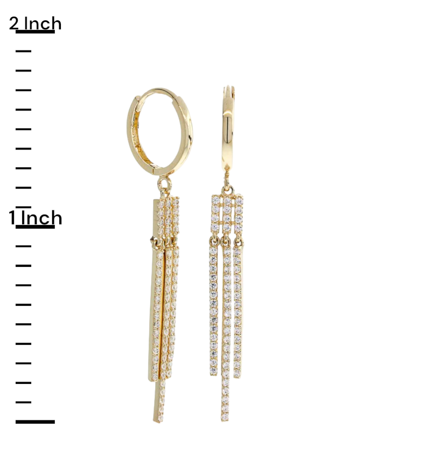 14k CZ Tassel Huggie Earrings