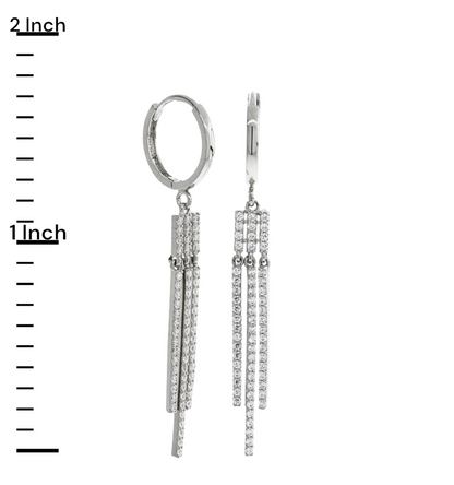 14k CZ Tassel Huggie Earrings