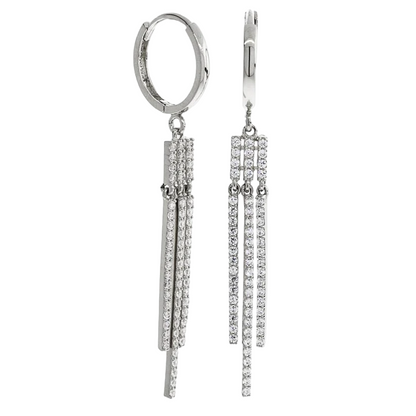 14k CZ Tassel Huggie Earrings