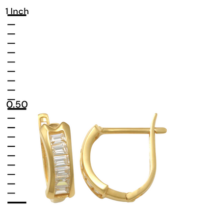 14k CZ Baguette Children's Huggie Earrings