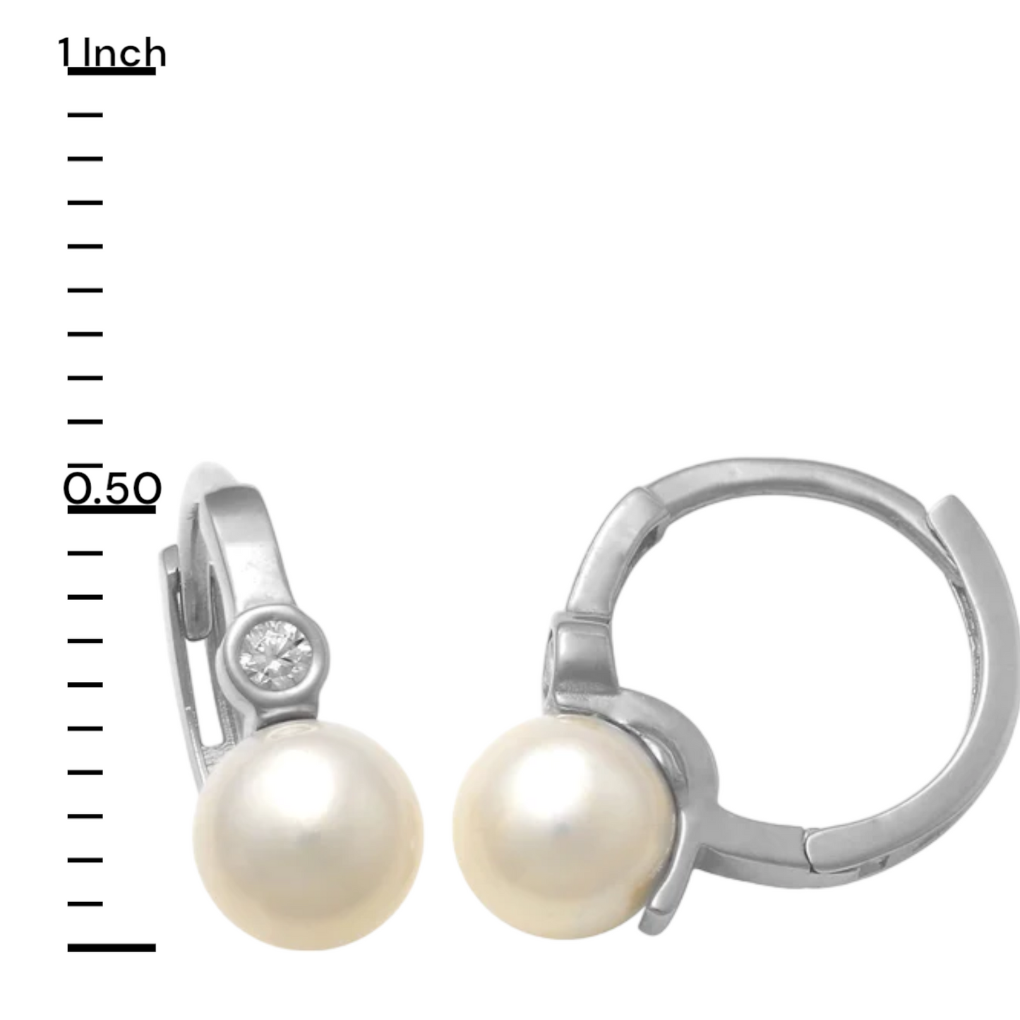 14k CZ Pearl Children's Huggie Earrings