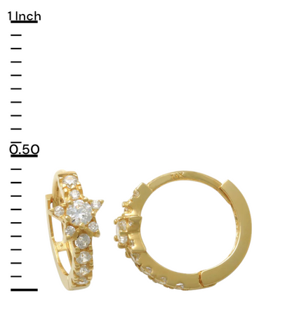 14k CZ Star Children's Huggie Earrings